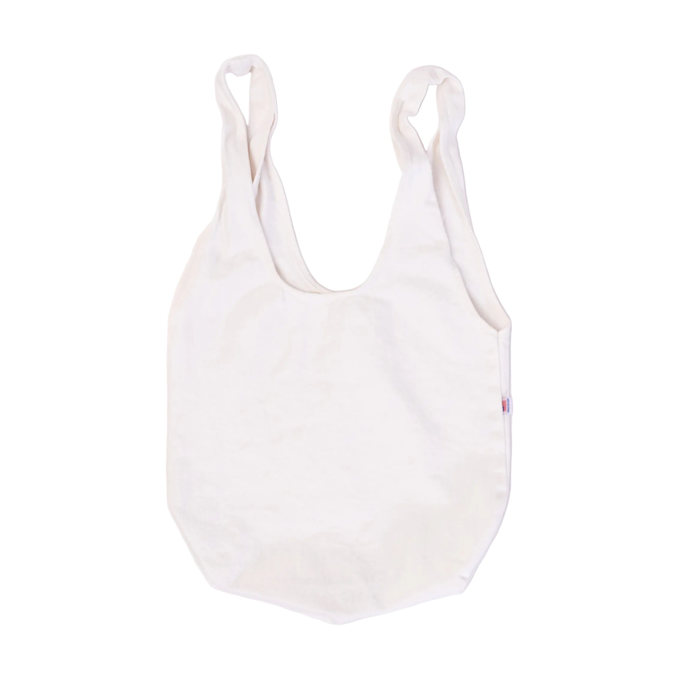 White grocery tote bag made of denim fabric